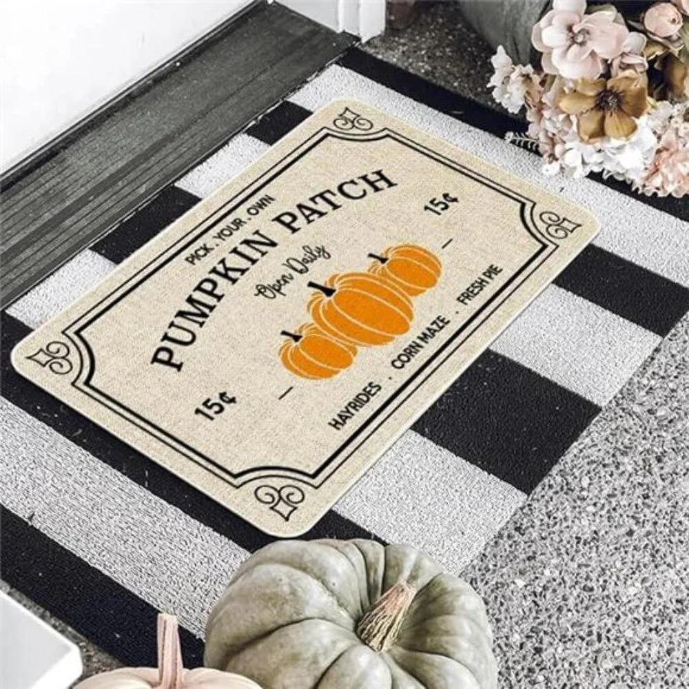 Fall Decor Door Mat 17x30 Inch Fall Farmhouse‎ Pumpkin Patch Indoor Floor Mat